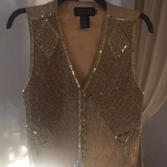Gold Sequin Dressy Vest - Picture 2 of 3